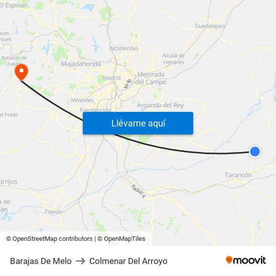 Barajas De Melo to Colmenar Del Arroyo map