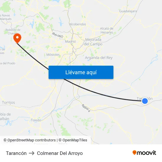 Tarancón to Colmenar Del Arroyo map