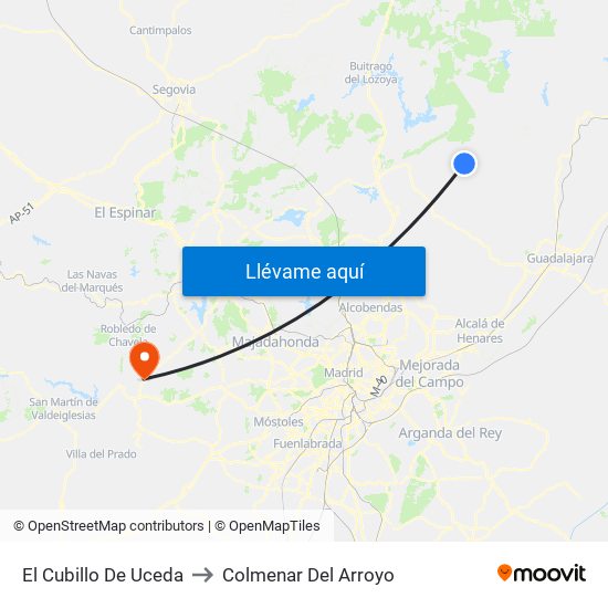 El Cubillo De Uceda to Colmenar Del Arroyo map