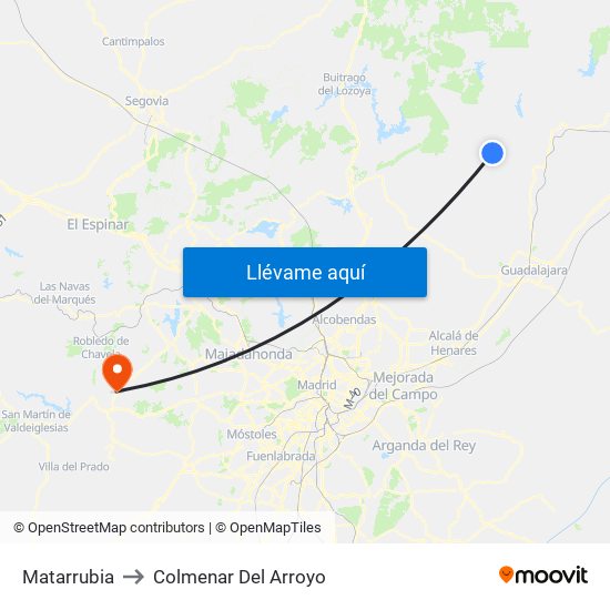 Matarrubia to Colmenar Del Arroyo map