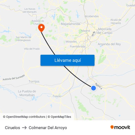 Ciruelos to Colmenar Del Arroyo map