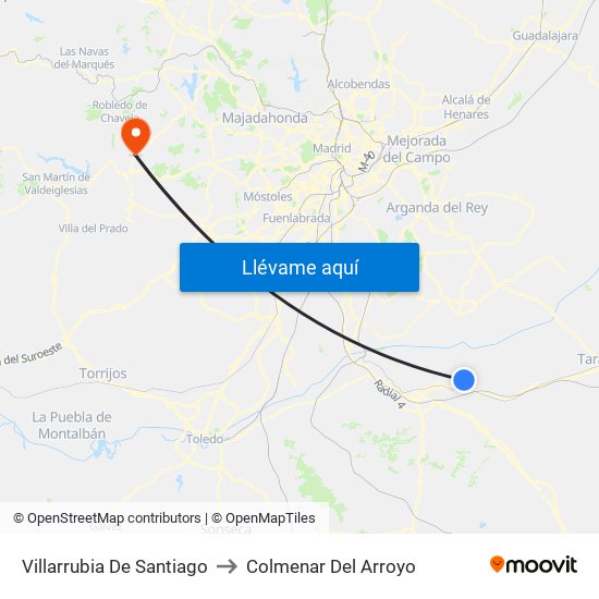 Villarrubia De Santiago to Colmenar Del Arroyo map