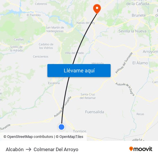 Alcabón to Colmenar Del Arroyo map
