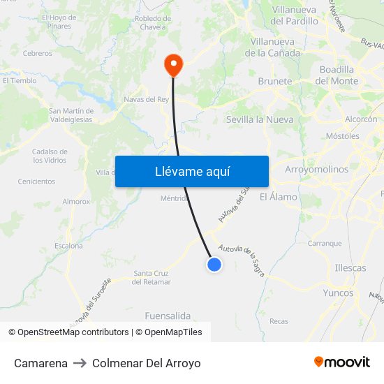Camarena to Colmenar Del Arroyo map