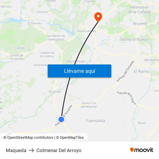 Maqueda to Colmenar Del Arroyo map