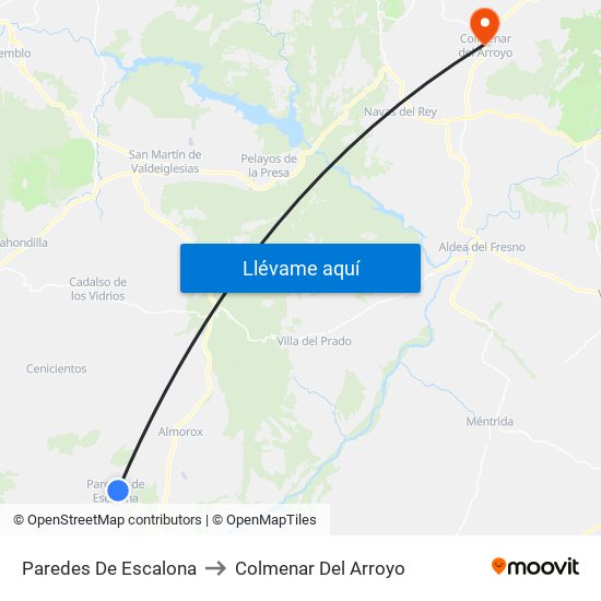 Paredes De Escalona to Colmenar Del Arroyo map