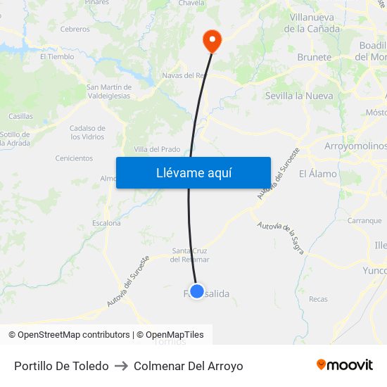 Portillo De Toledo to Colmenar Del Arroyo map