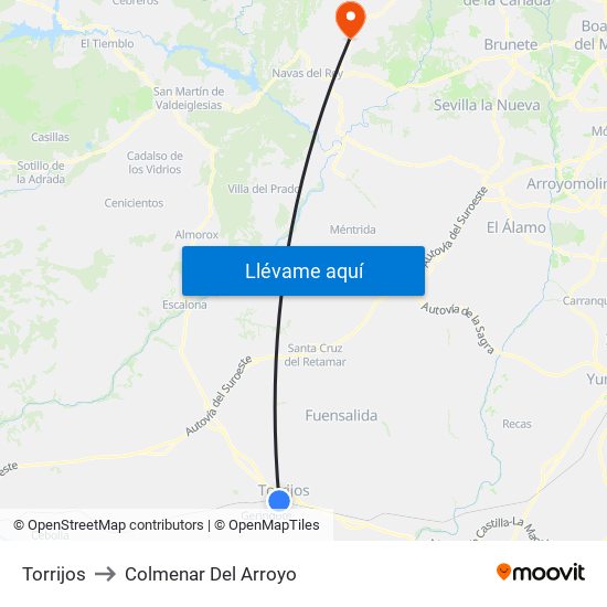 Torrijos to Colmenar Del Arroyo map