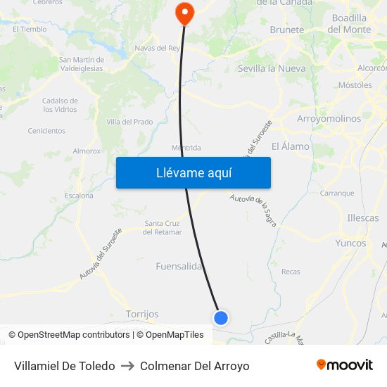Villamiel De Toledo to Colmenar Del Arroyo map