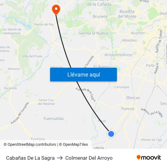 Cabañas De La Sagra to Colmenar Del Arroyo map