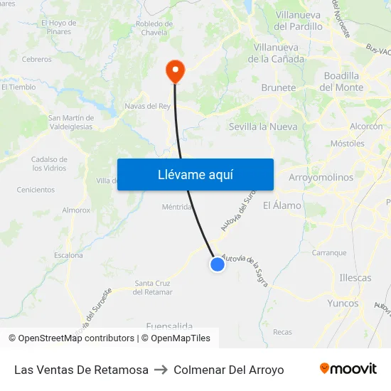Las Ventas De Retamosa to Colmenar Del Arroyo map