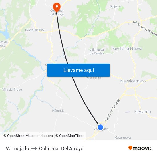 Valmojado to Colmenar Del Arroyo map