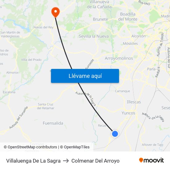 Villaluenga De La Sagra to Colmenar Del Arroyo map