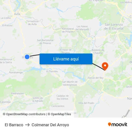 El Barraco to Colmenar Del Arroyo map