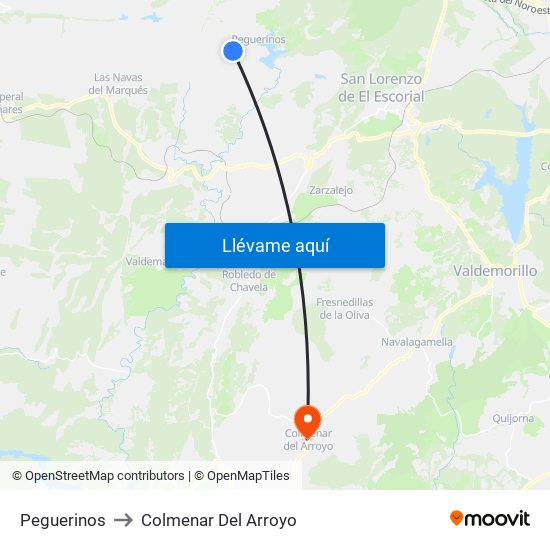 Peguerinos to Colmenar Del Arroyo map