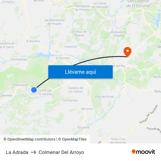 La Adrada to Colmenar Del Arroyo map