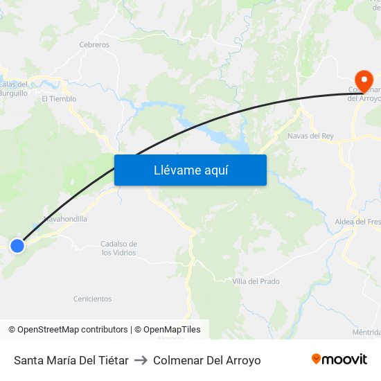 Santa María Del Tiétar to Colmenar Del Arroyo map