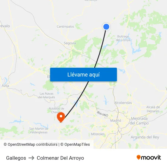 Gallegos to Colmenar Del Arroyo map