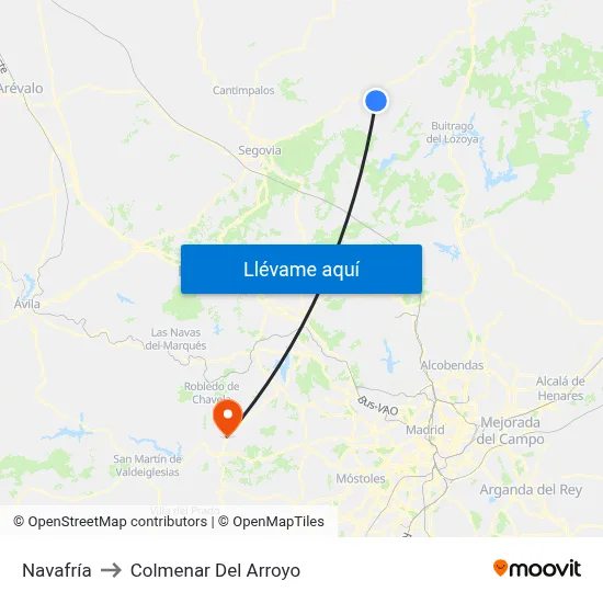 Navafría to Colmenar Del Arroyo map