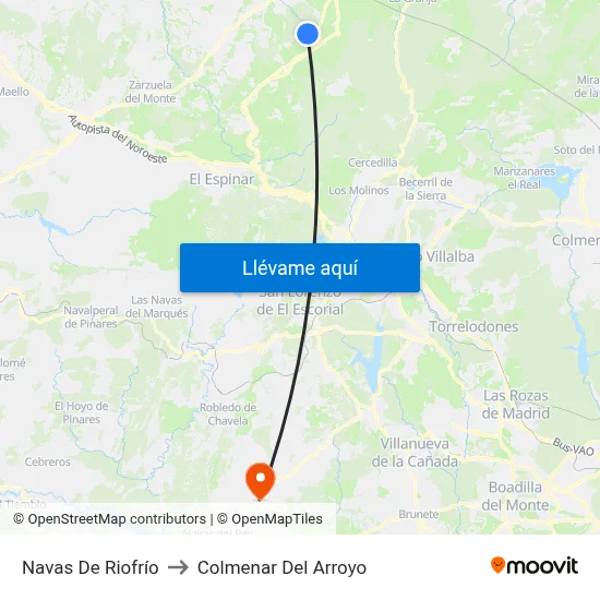 Navas De Riofrío to Colmenar Del Arroyo map