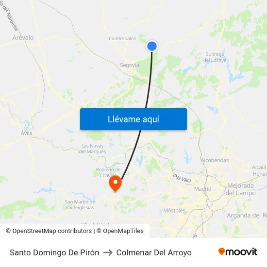 Santo Domingo De Pirón to Colmenar Del Arroyo map