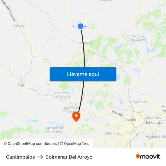 Cantimpalos to Colmenar Del Arroyo map