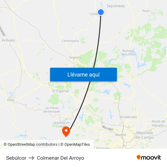 Sebúlcor to Colmenar Del Arroyo map