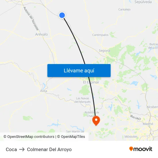 Coca to Colmenar Del Arroyo map