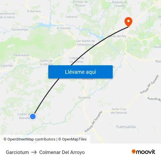 Garciotum to Colmenar Del Arroyo map