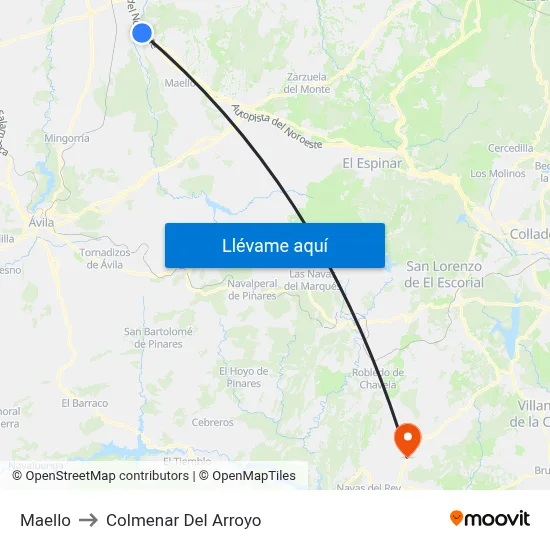 Maello to Colmenar Del Arroyo map