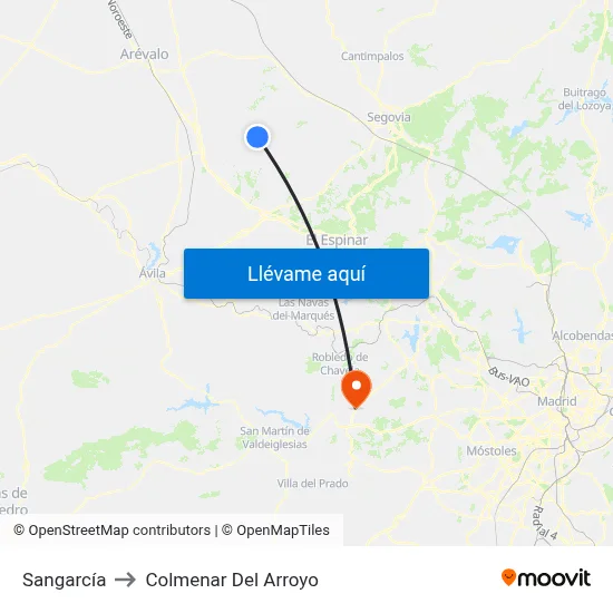 Sangarcía to Colmenar Del Arroyo map