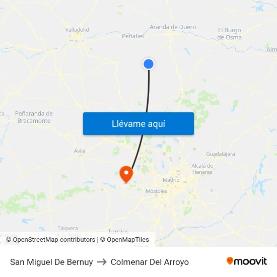 San Miguel De Bernuy to Colmenar Del Arroyo map