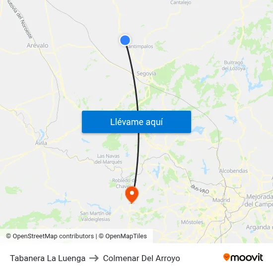 Tabanera La Luenga to Colmenar Del Arroyo map