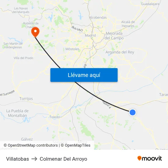 Villatobas to Colmenar Del Arroyo map
