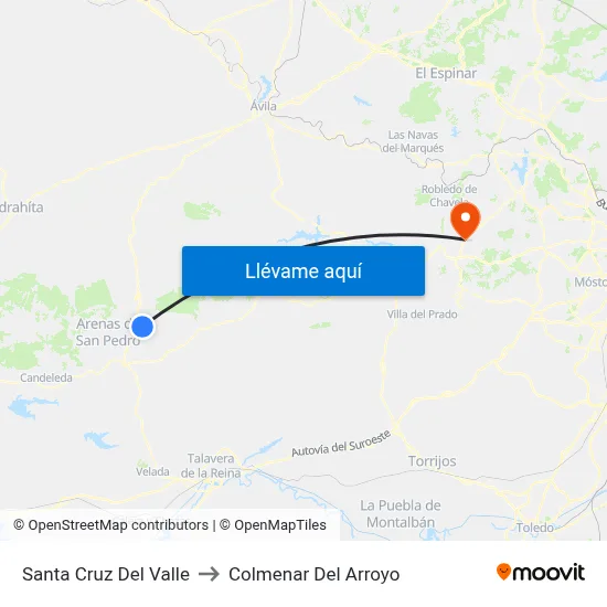 Santa Cruz Del Valle to Colmenar Del Arroyo map