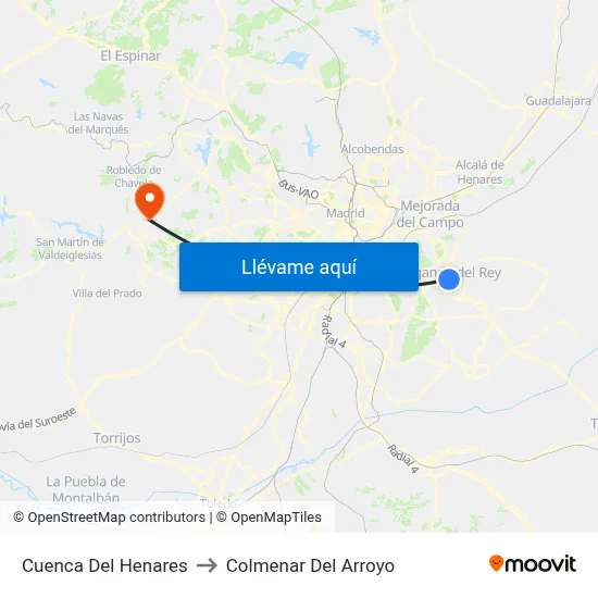 Cuenca Del Henares to Colmenar Del Arroyo map