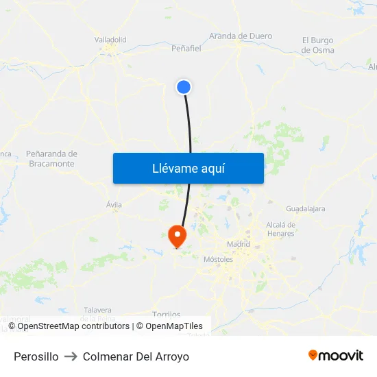 Perosillo to Colmenar Del Arroyo map