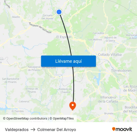Valdeprados to Colmenar Del Arroyo map