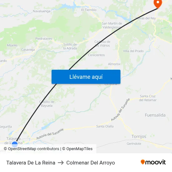 Talavera De La Reina to Colmenar Del Arroyo map