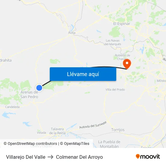 Villarejo Del Valle to Colmenar Del Arroyo map