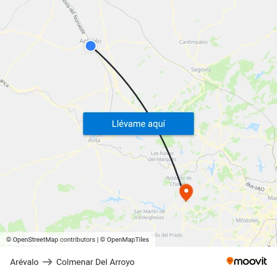 Arévalo to Colmenar Del Arroyo map