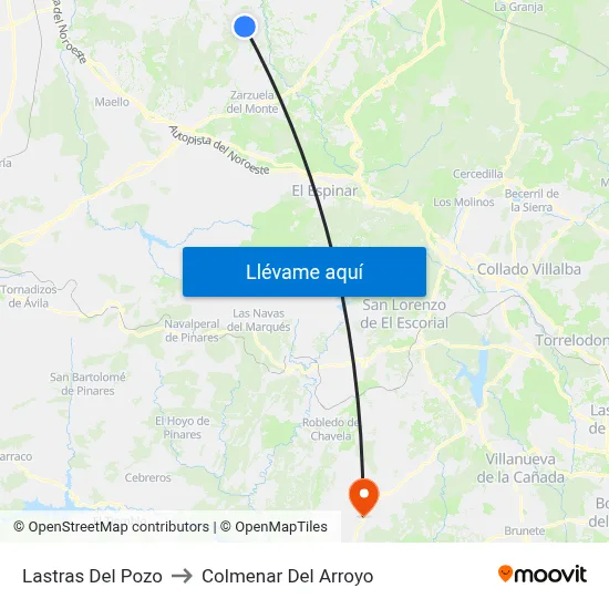 Lastras Del Pozo to Colmenar Del Arroyo map