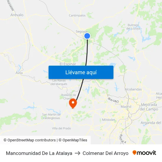 Mancomunidad De La Atalaya to Colmenar Del Arroyo map