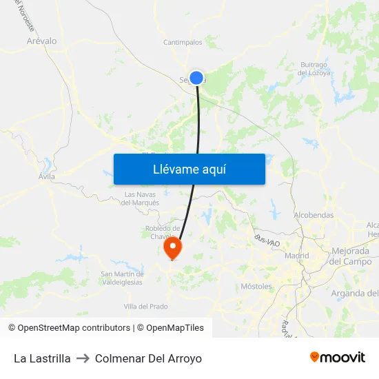 La Lastrilla to Colmenar Del Arroyo map