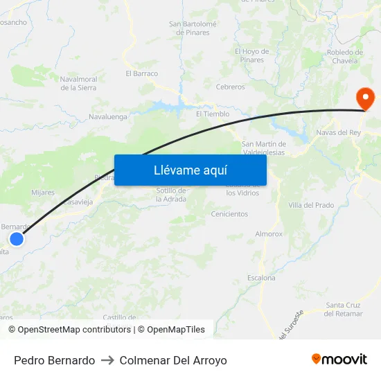 Pedro Bernardo to Colmenar Del Arroyo map