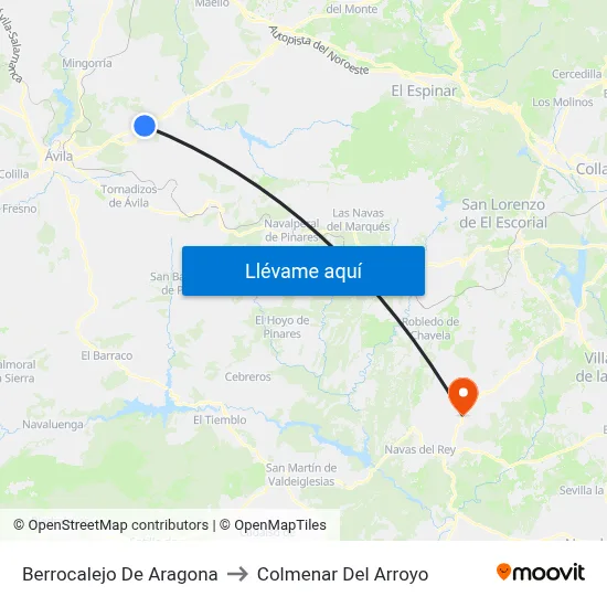 Berrocalejo De Aragona to Colmenar Del Arroyo map