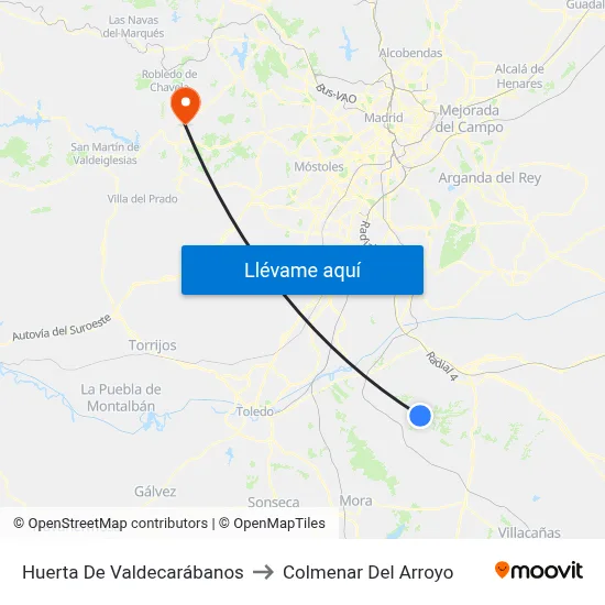 Huerta De Valdecarábanos to Colmenar Del Arroyo map