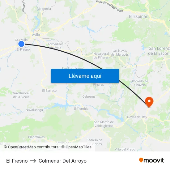 El Fresno to Colmenar Del Arroyo map