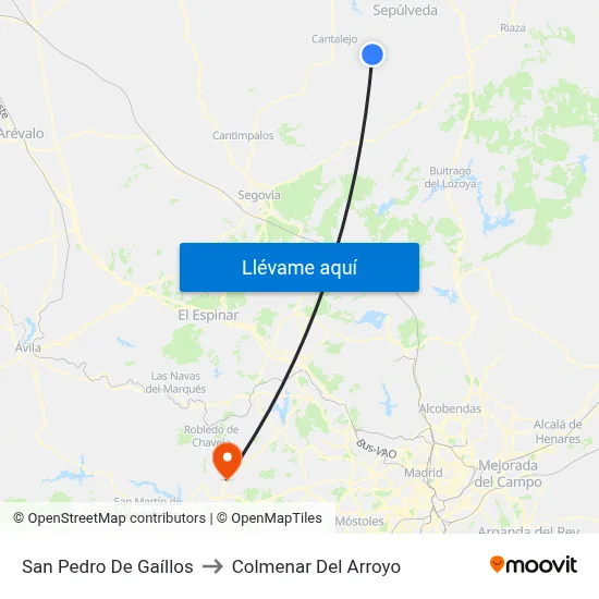 San Pedro De Gaíllos to Colmenar Del Arroyo map