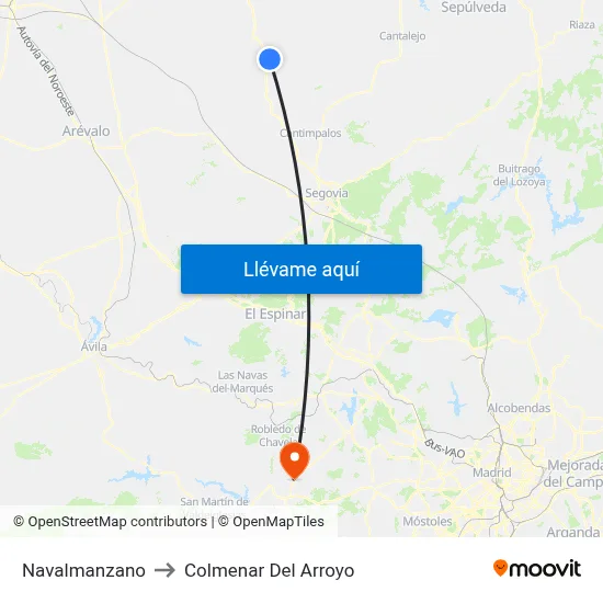 Navalmanzano to Colmenar Del Arroyo map
